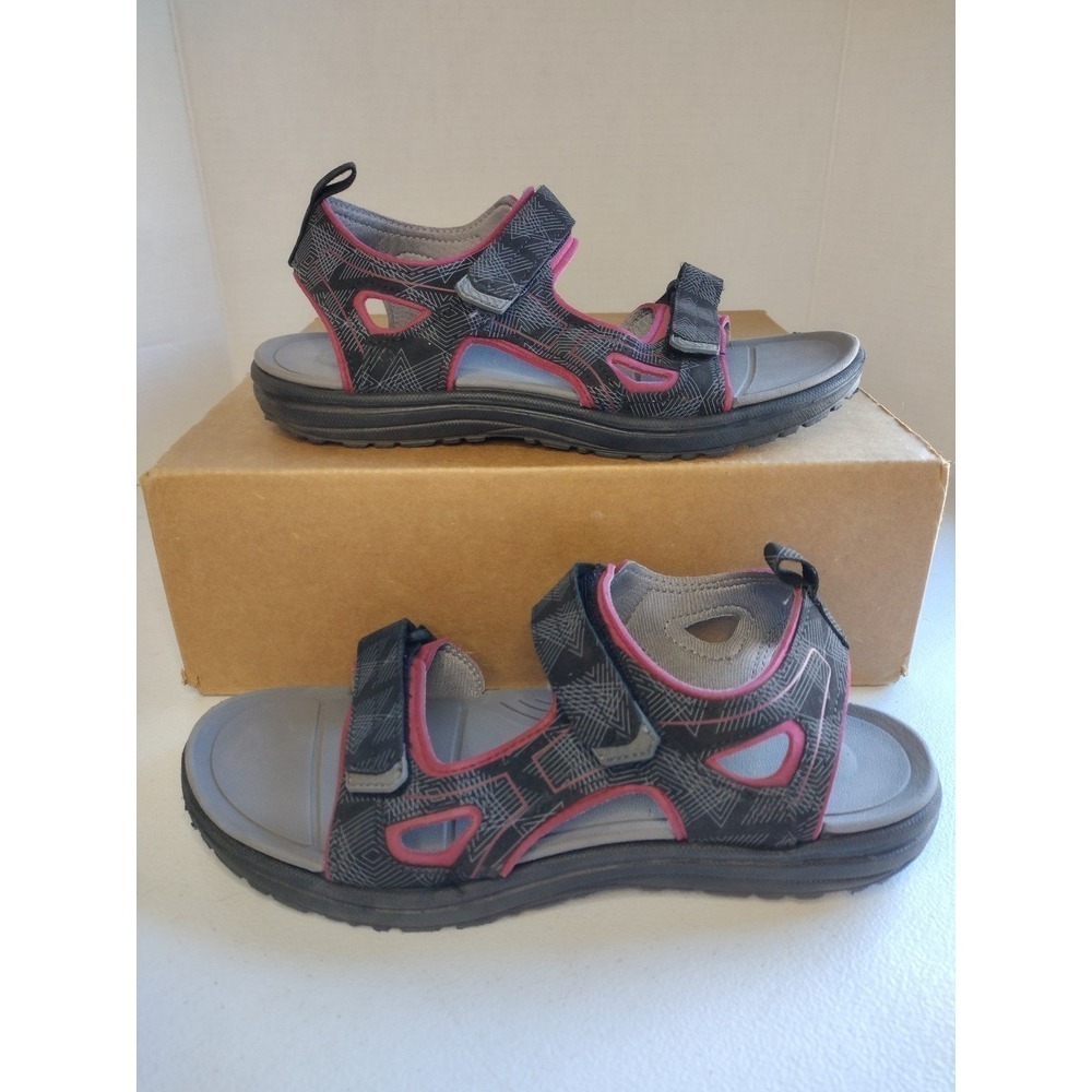 Northside Mens Sport Sandals Black Grey Red Geometric Triple Strap Size 7